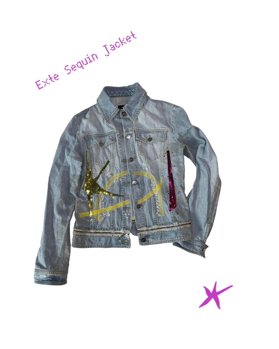 Exte Embroidered Sequin Jean Jacket