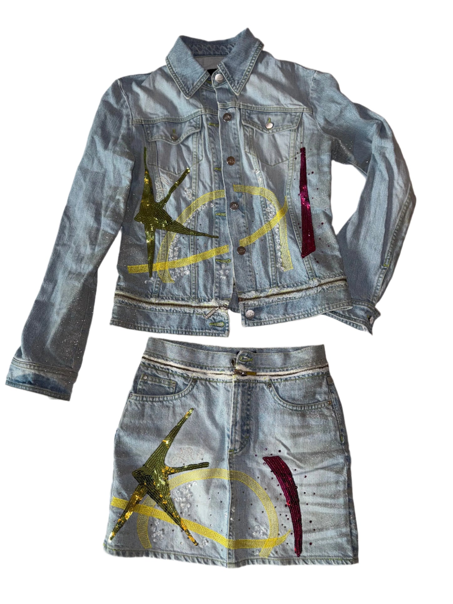 Exte Embroidered Sequin Jean Jacket