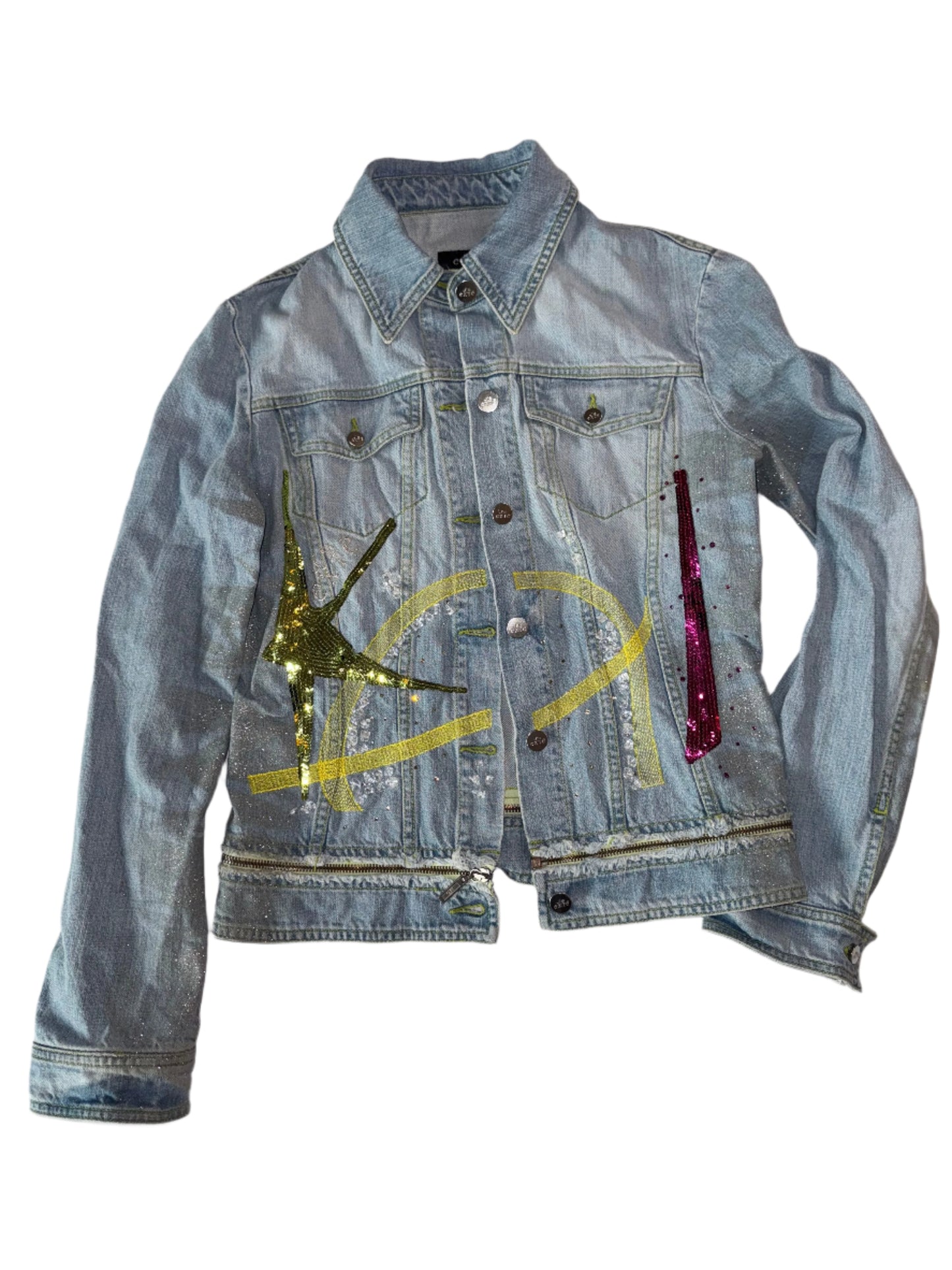 Exte Embroidered Sequin Jean Jacket