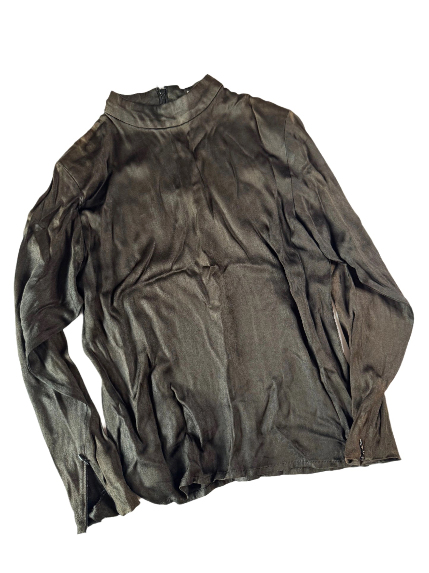 Yves Saint Laurent Rive Gauche Mock Neck Long Sleeve Shirt
