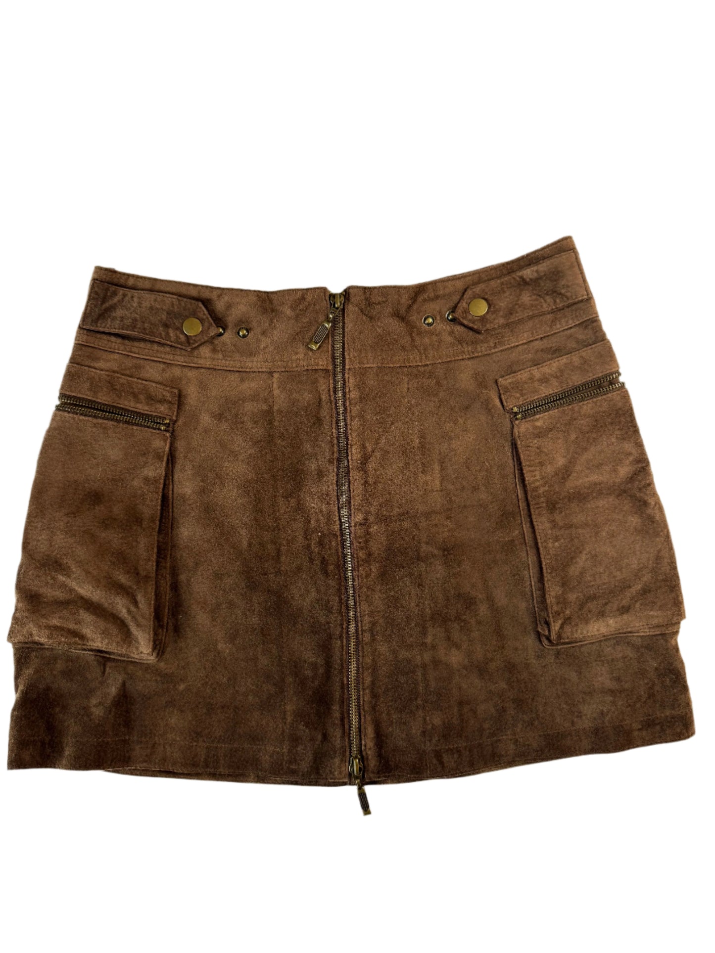 Vintage Brown Suede Pocket Skirt