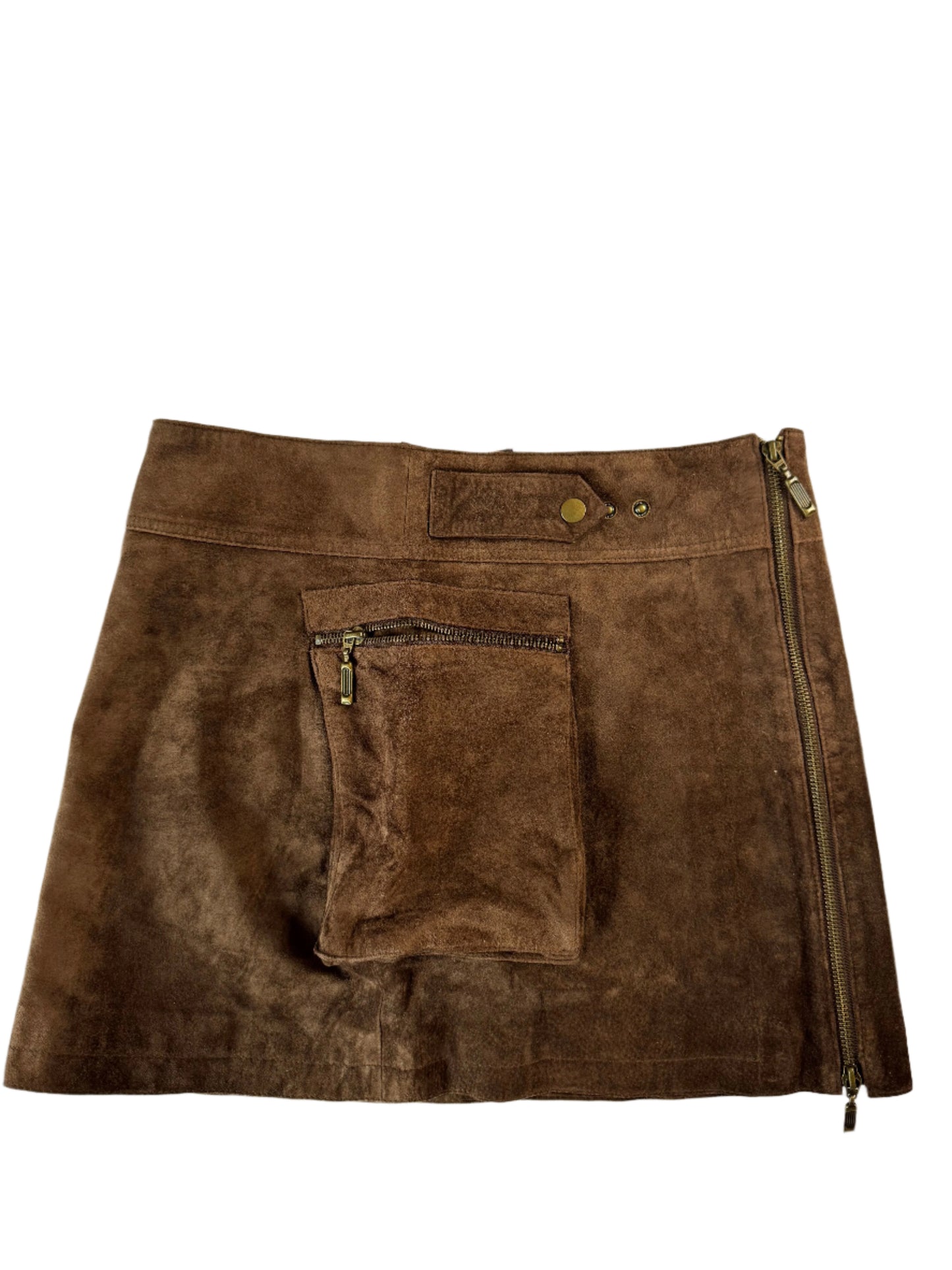 Vintage Brown Suede Pocket Skirt