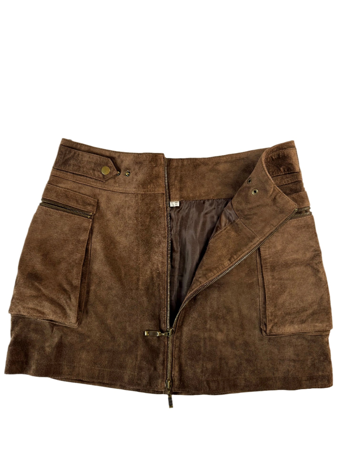 Vintage Brown Suede Pocket Skirt