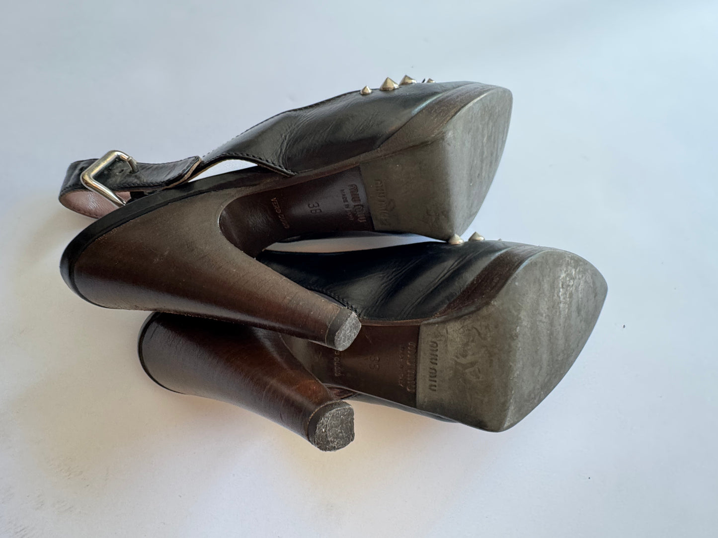 Miu Miu Spike Slingback Heels Size 38