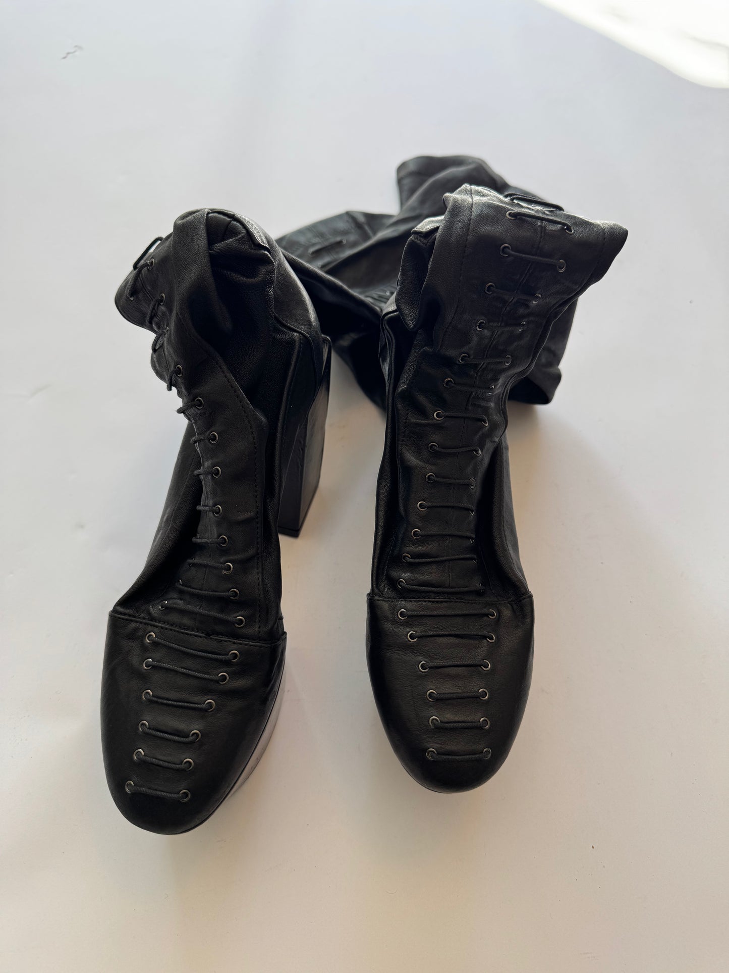 Drome Thigh High Laced Leather Laced Platforms