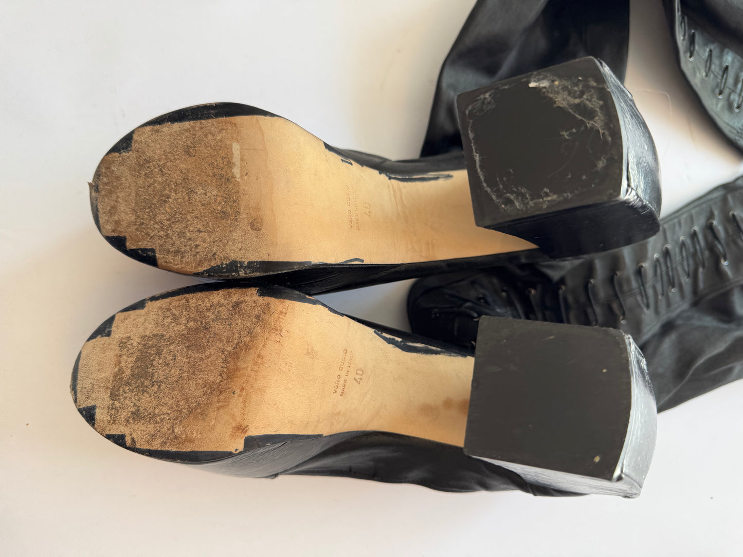 Drome Thigh High Laced Leather Laced Platforms