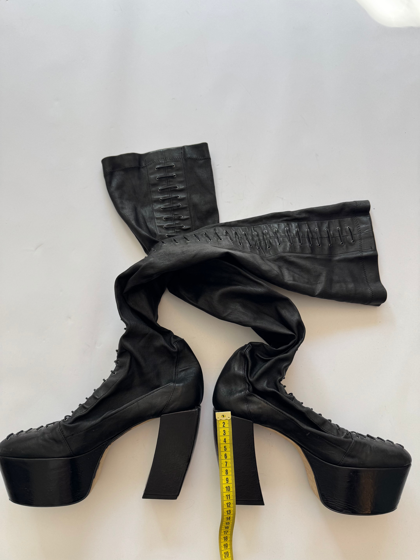 Drome Thigh High Laced Leather Laced Platforms