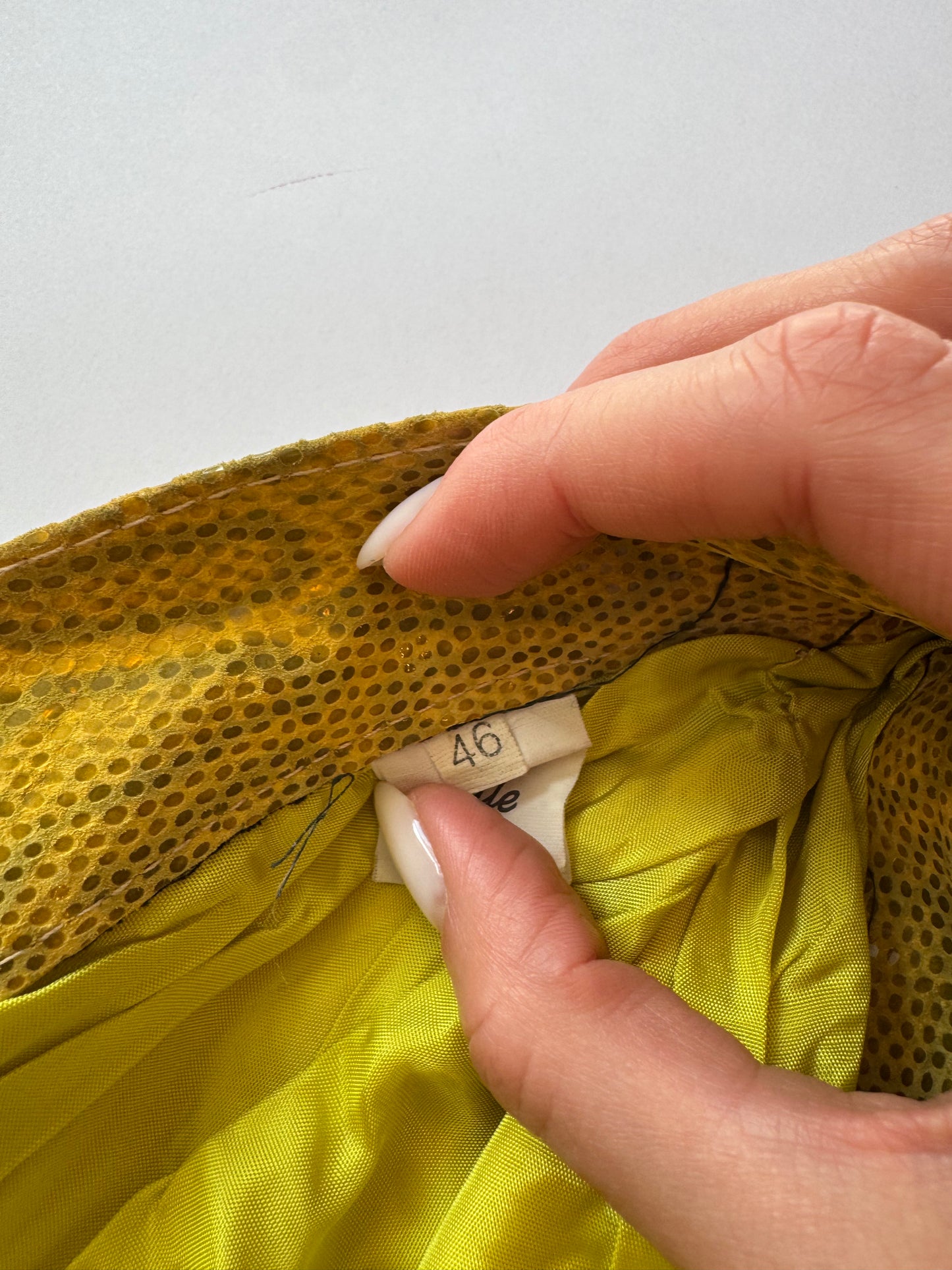 Vintage Shiny Yellow Python-look Leather Pants