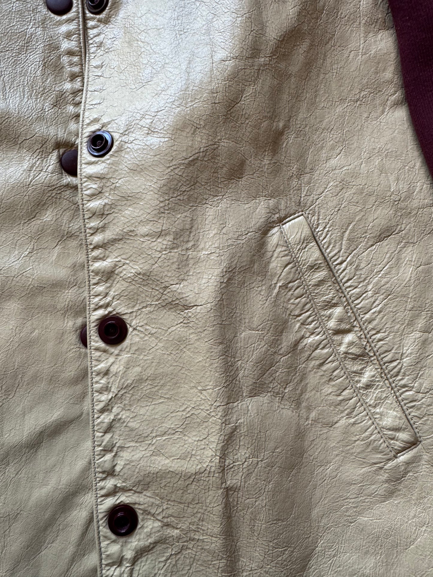 Miu Miu Spring 2000 Leather Jacket Tan and Red. IT 44.