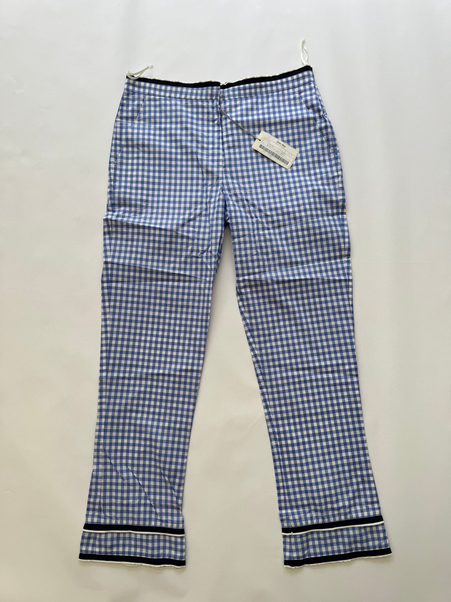 Miu Miu SS 2000 Blue Check Vichy Pants with tags. IT 44.