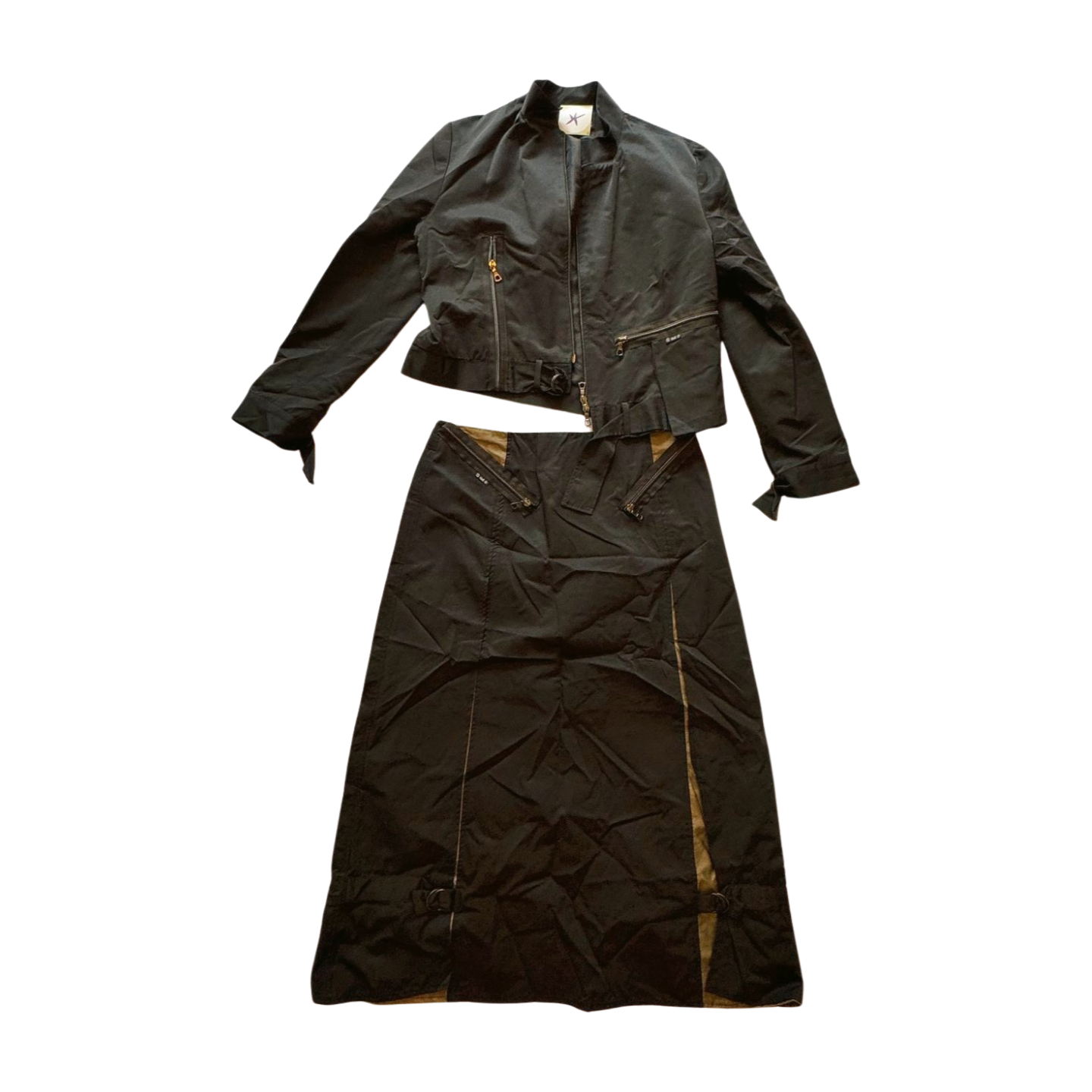 Nylon and Mesh 2000s Skirt Set