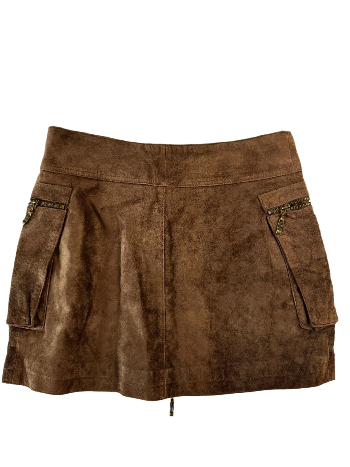 Vintage Brown Suede Pocket Skirt