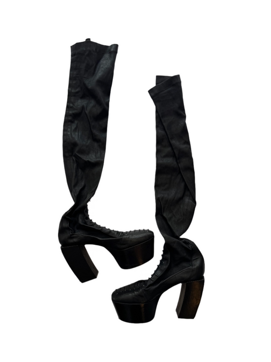 Drome Thigh High Laced Leather Laced Platforms
