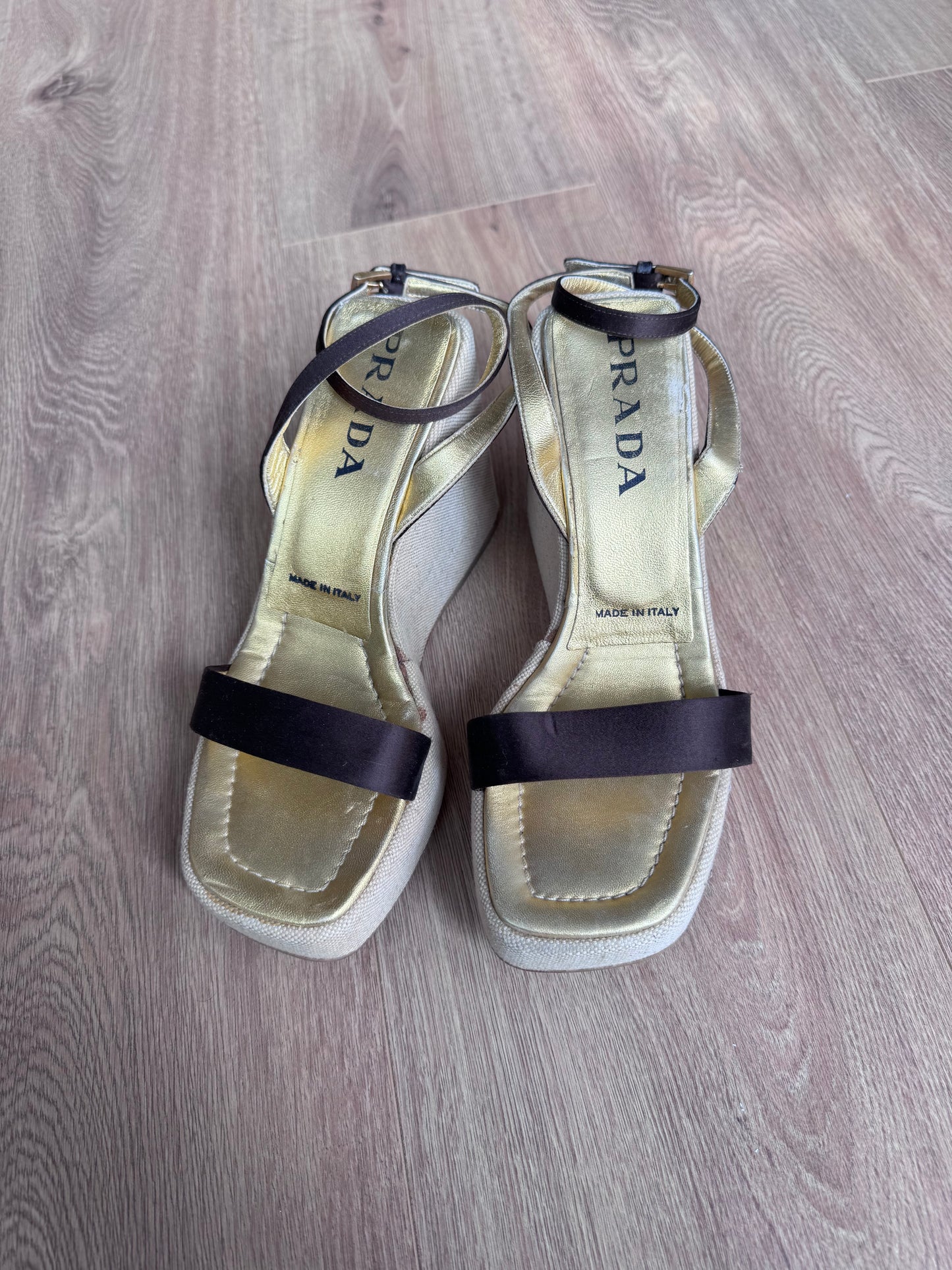 Prada 1996 Sandals with Silk and Canvas (37)