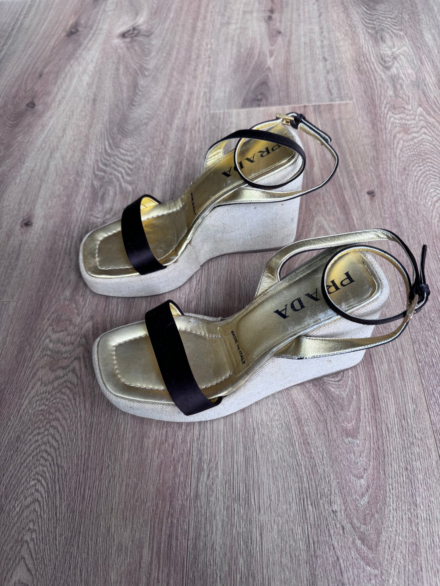 Prada 1996 Sandals with Silk and Canvas (37)
