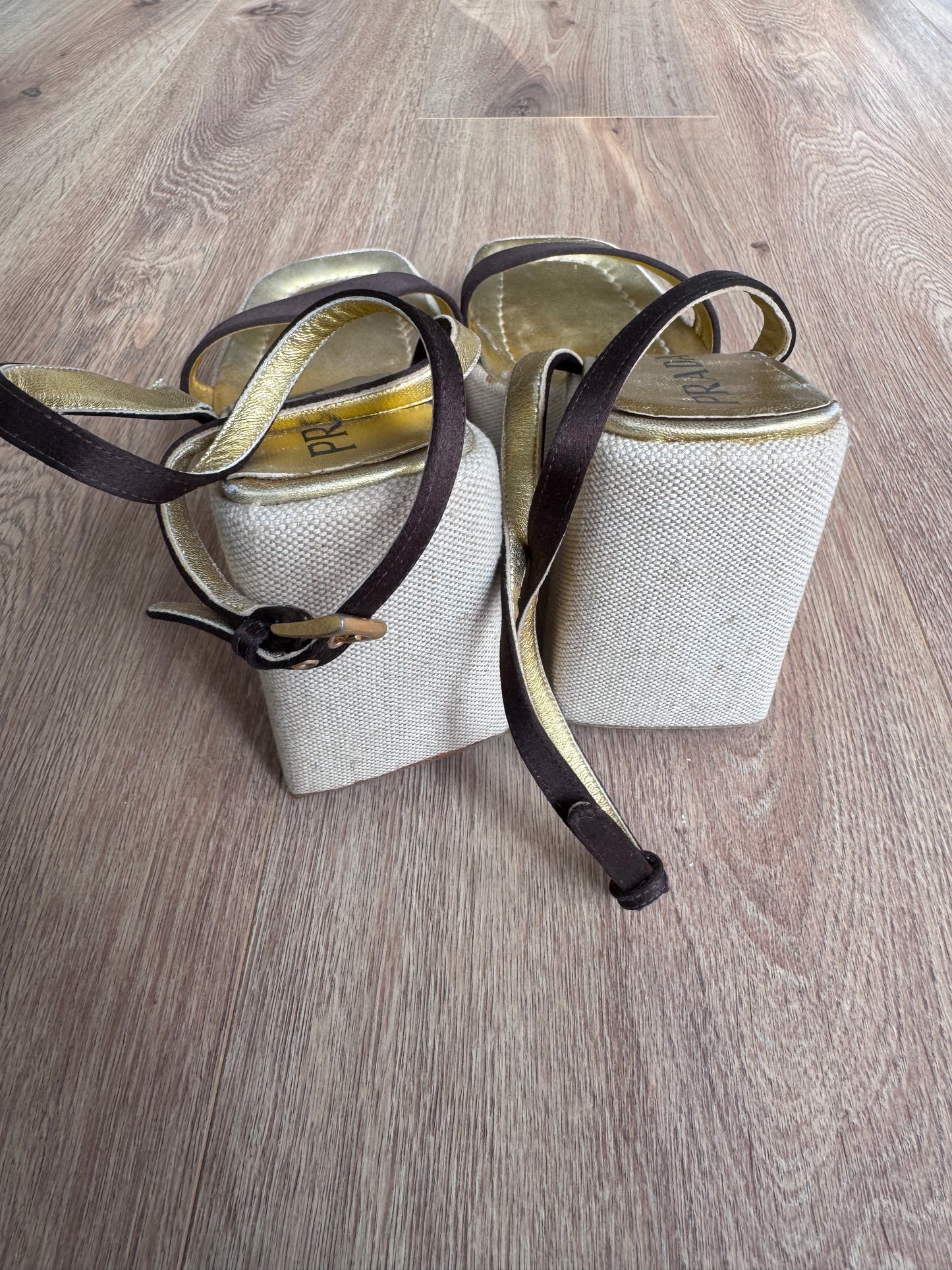 Prada 1996 Sandals with Silk and Canvas (37)