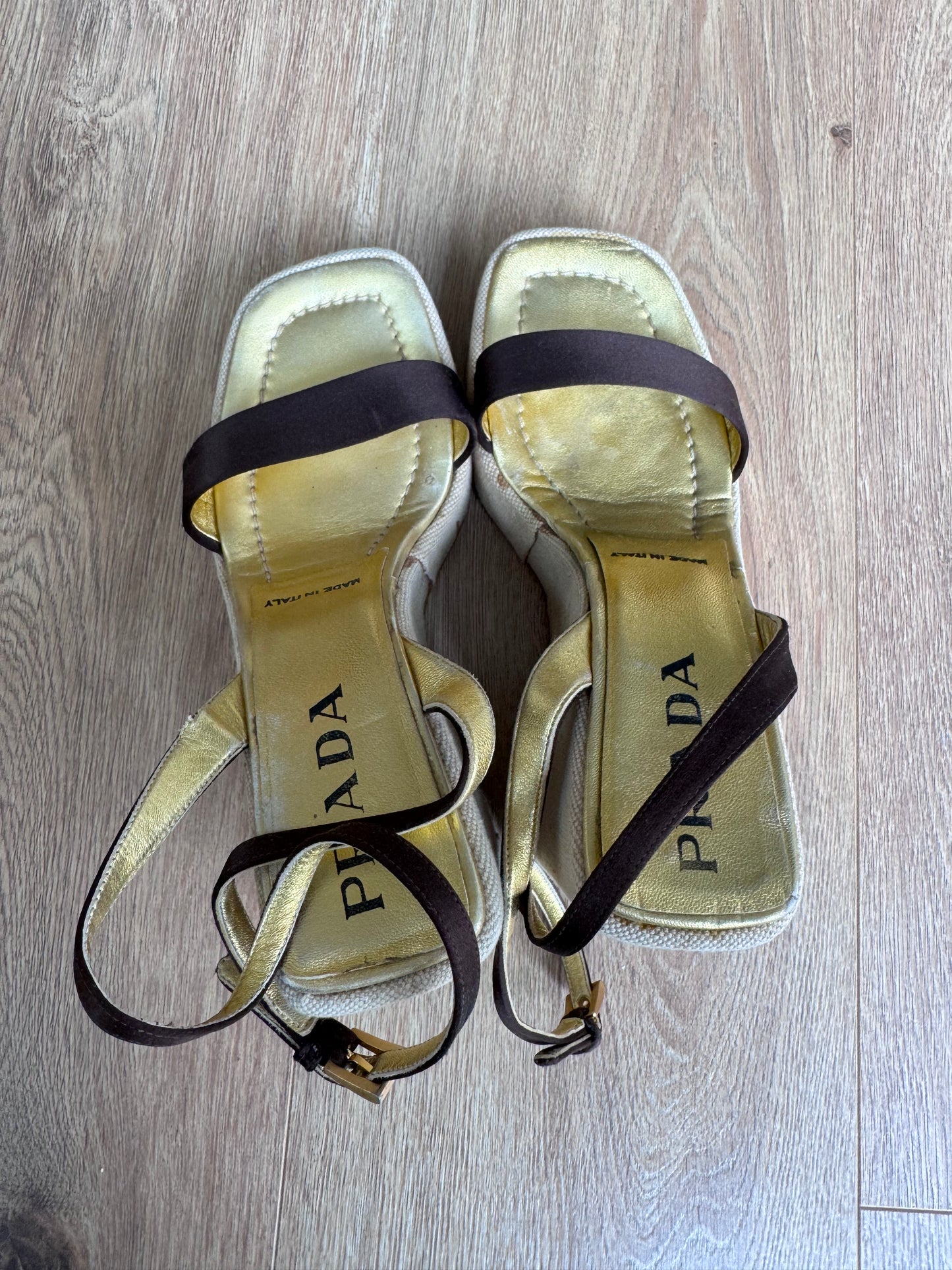 Prada 1996 Sandals with Silk and Canvas (37)