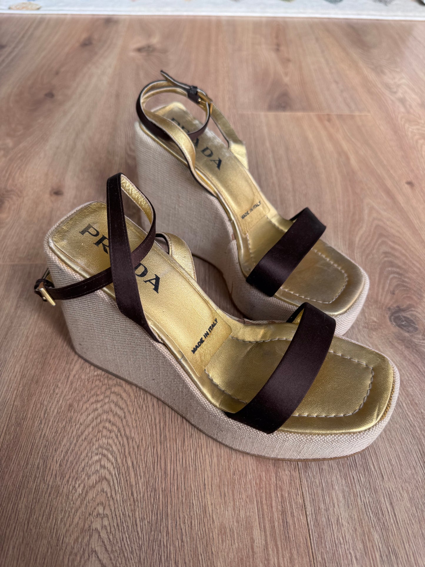 Prada 1996 Sandals with Silk and Canvas (37)