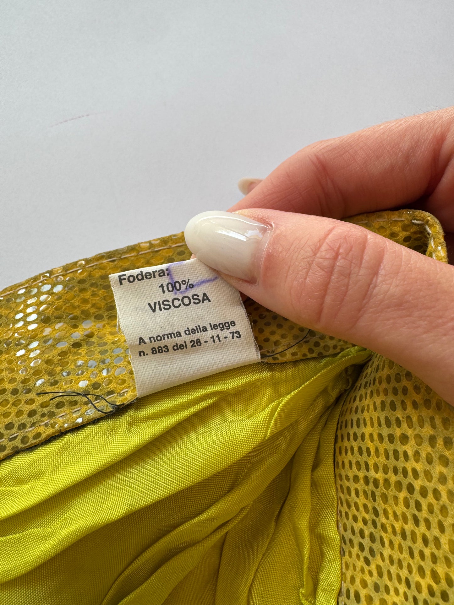 Vintage Shiny Yellow Python-look Leather Pants
