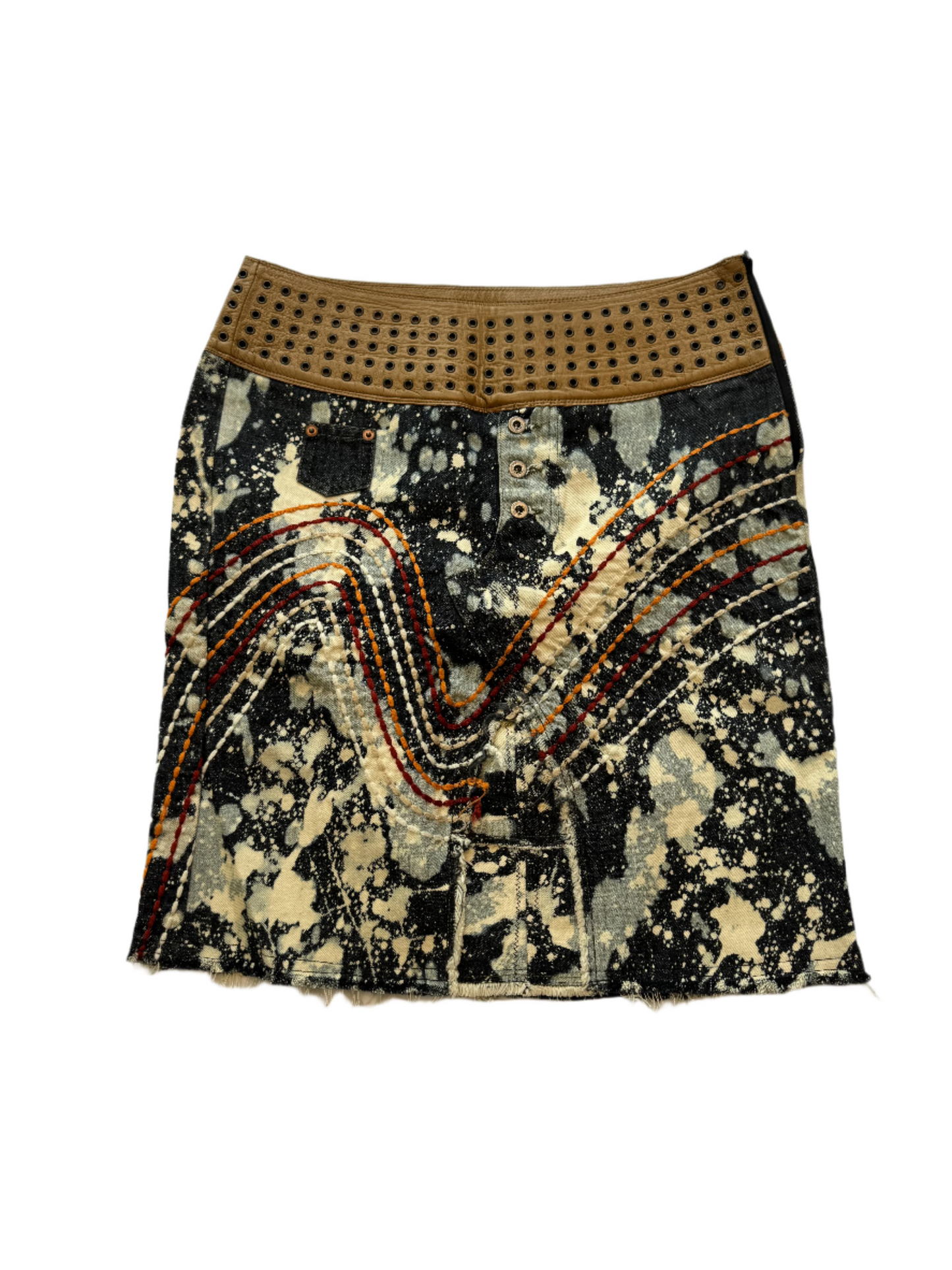 Top-stitched Jean Skirt