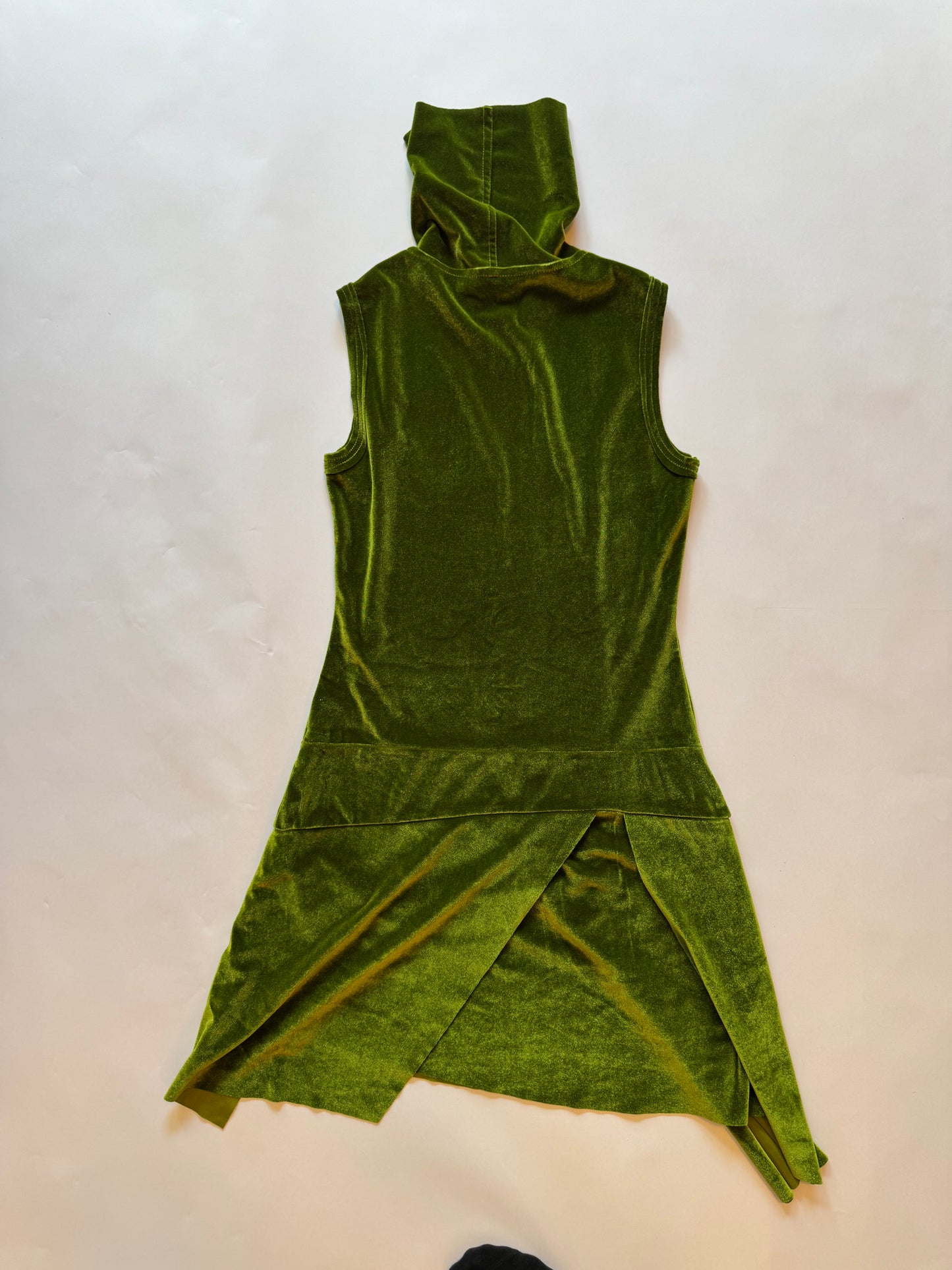 Green Stretch Velvet 2000s Dress