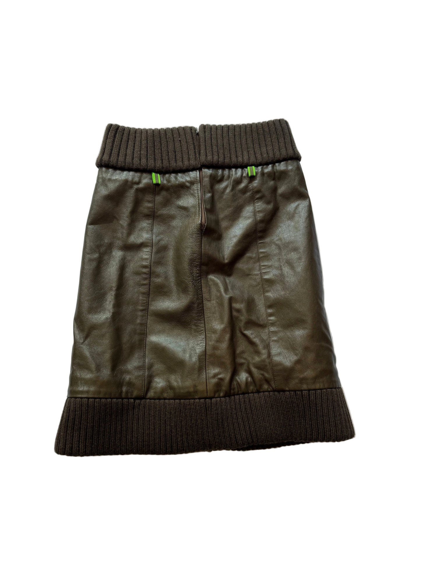 Miu Miu 1999 Brown Leather Skirt. IT 40.