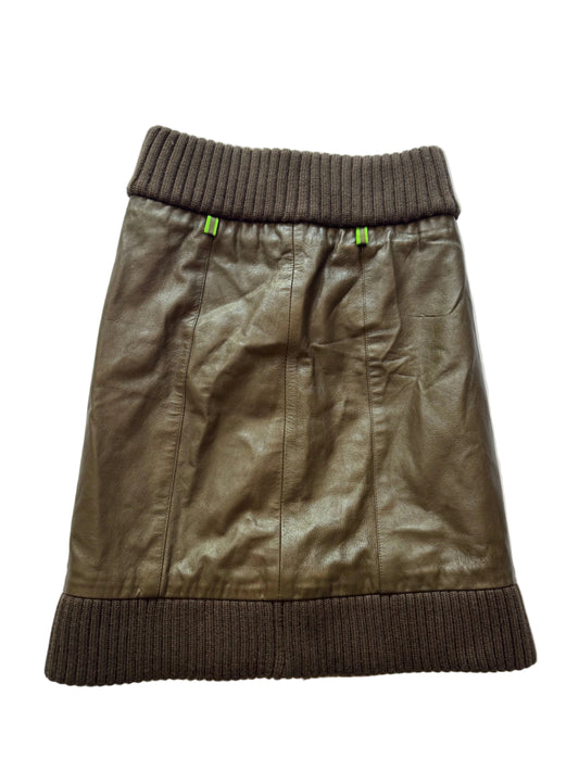 Miu Miu 1999 Brown Leather Skirt. IT 40.