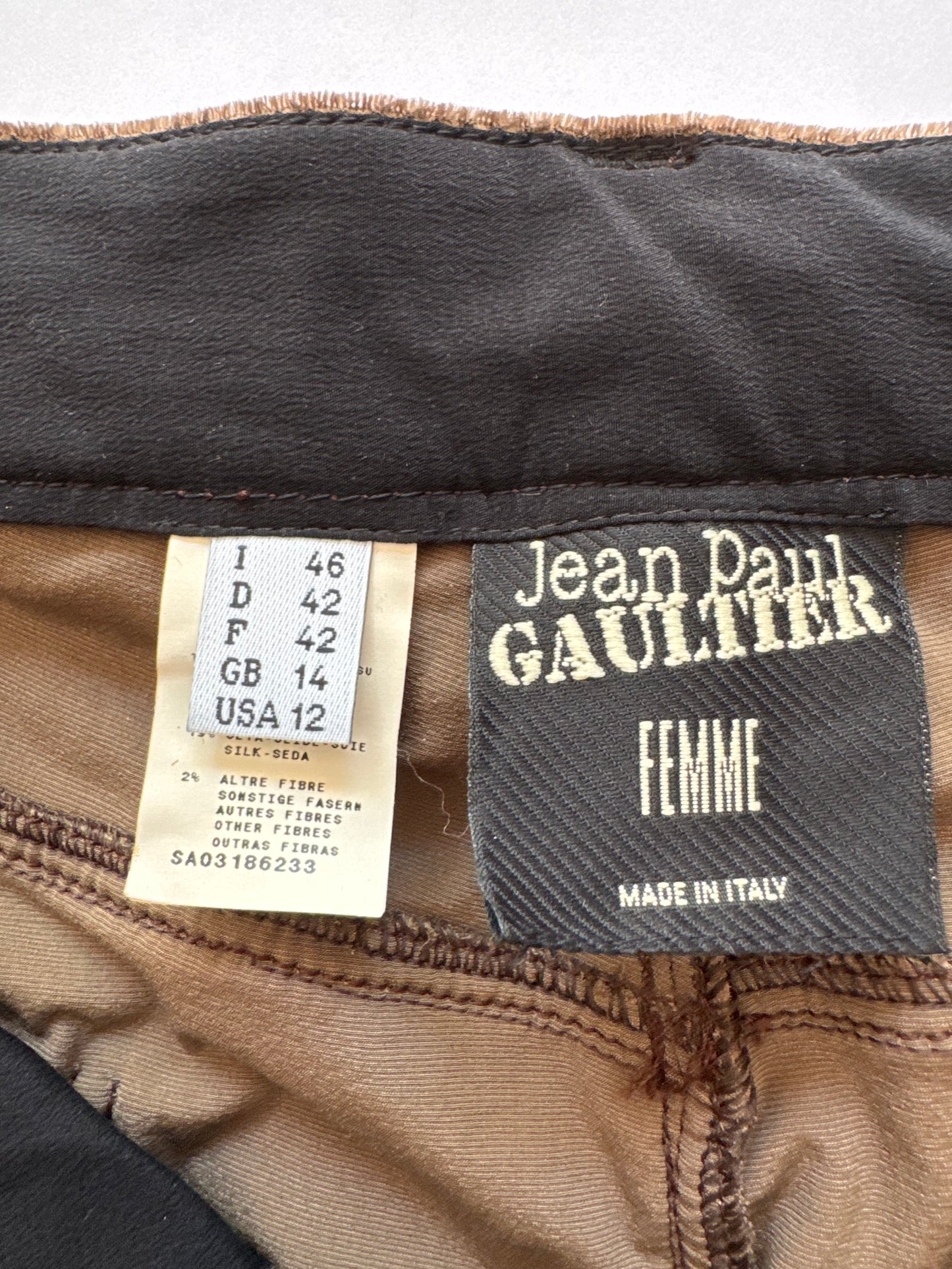 Vintage Jean Paul Gaultier Brown Silk Velvet Pants