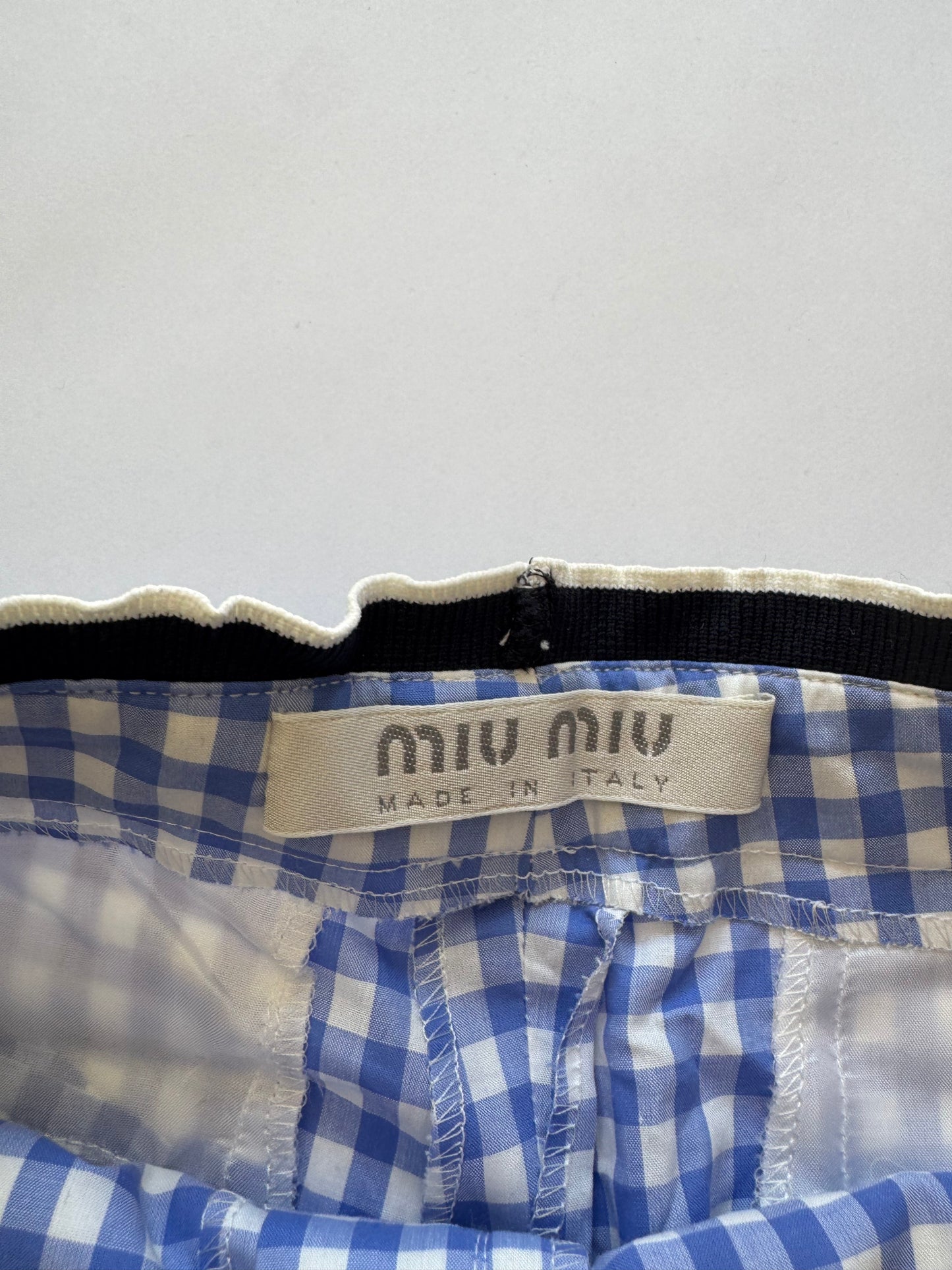 Miu Miu SS 2000 Blue Check Vichy Pants with tags. IT 44.