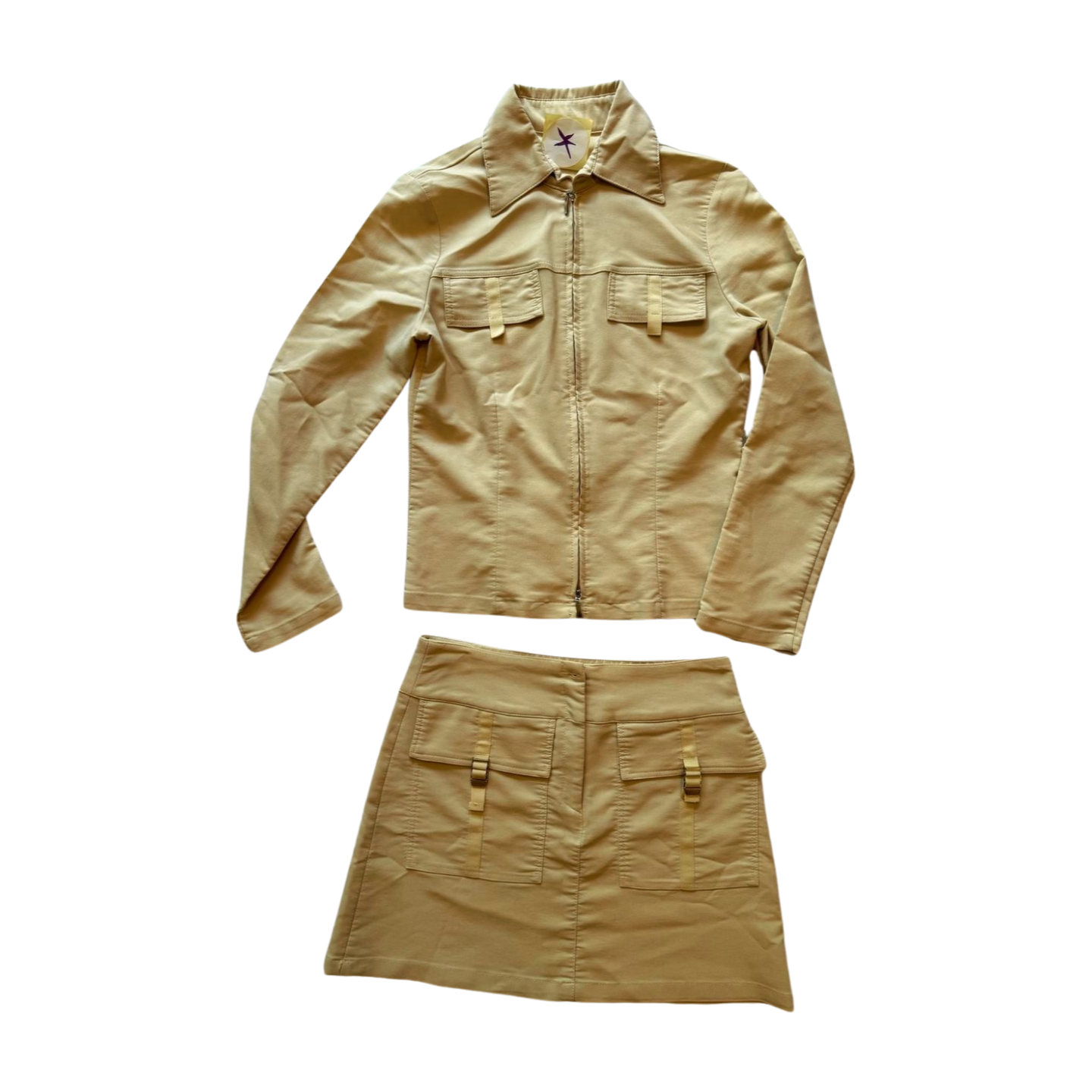 Cream 2000s Skirt Jacket Set